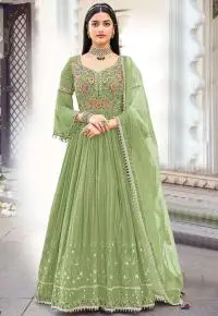 Party Dress Four Piece  PRODUCT DETAILS Fabric- Soft Georgette Body- Soft Georgette Salwer: included(unstitched) Dopatta: Georgette Work- High-Quality Embroidery -অর্ধ-সেলাই করা থাকবে।